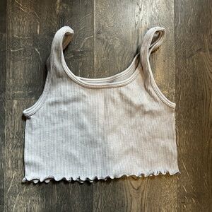 Ribbed Cream Cropped Tank Top